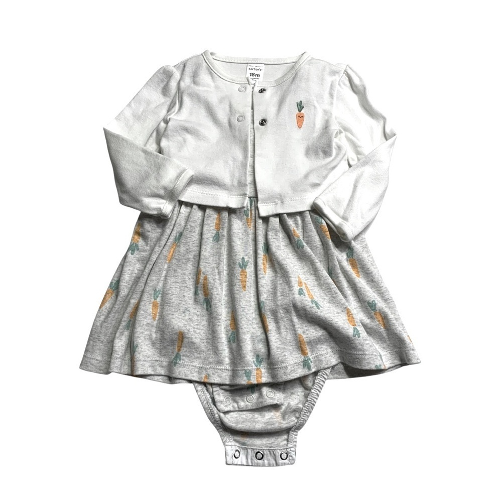 Carter’s baby girls 18 M carrots print onesie dress